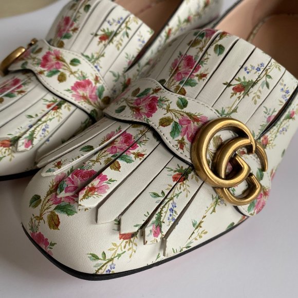 ✨SOLD✨ Gucci Marmont Fringe Loafer Floral/White - Picture 9 of 9